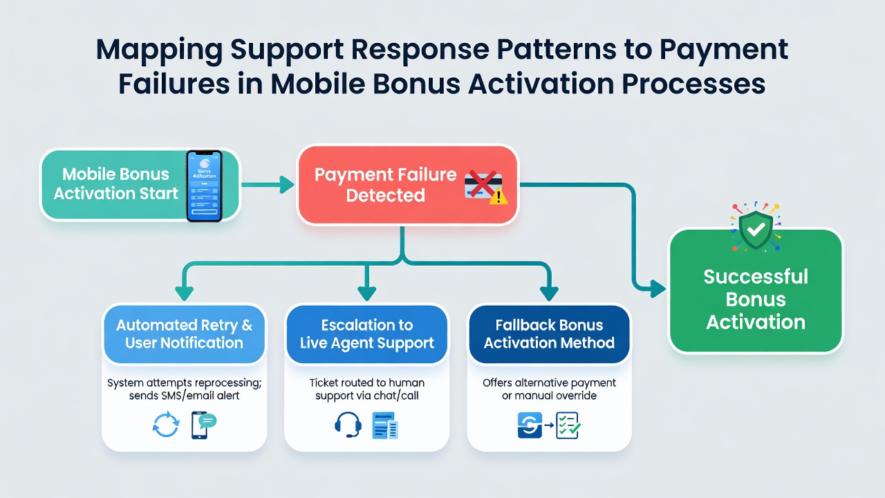 Chart illustrating response time distributions and escalation rates for mobile bonus payment issues